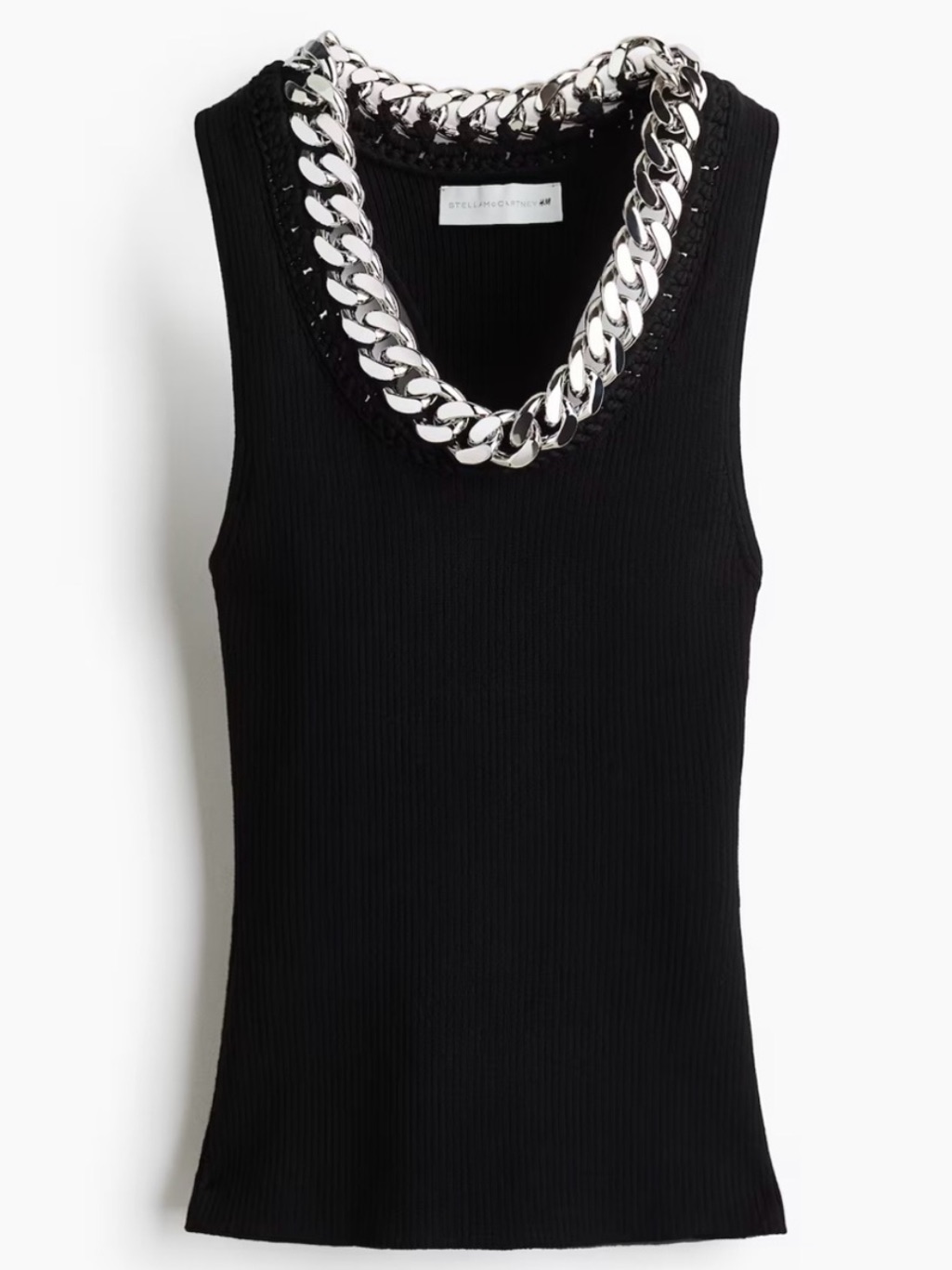 Nwt Stella Mccartney X H&M Taylor Swift Chain Detail Ribbed Tank Top Black Small
